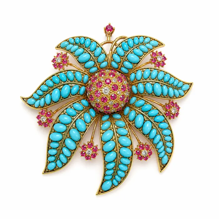 Azure Leaf Brooch