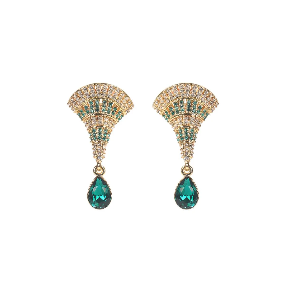Emerald Fan Earrings