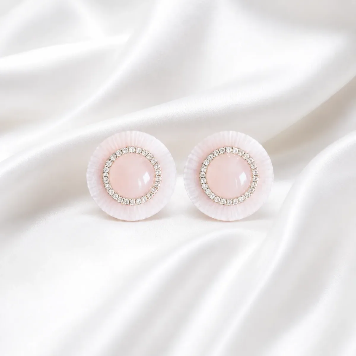 Pink Enamel Round Studs