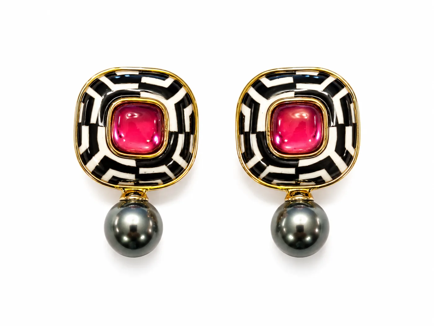 Scarlet Grid Luxe Studs